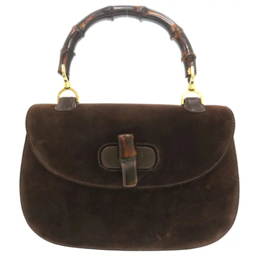 Gucci Bamboo Brown Handbag Turnlock Leather - Picture 2 of 6